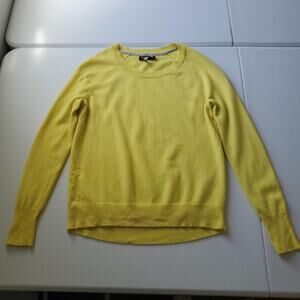Apt. 9 Sweater Womens Small Yellow 100% Cashmere Crew Neck Pullover Long Sleeve